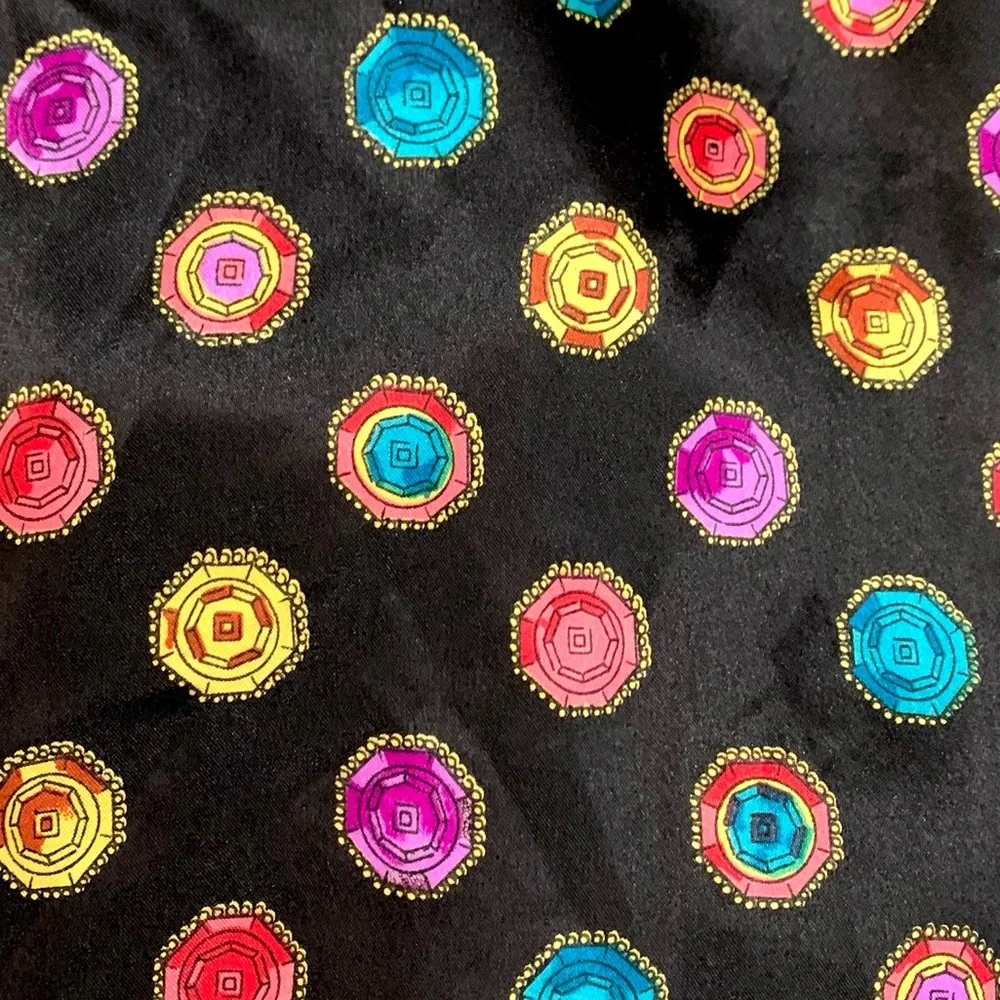 NWT Vintage “Notations” multi color gems on black print long sleeve blouse- 8 - Picture 11 of 12